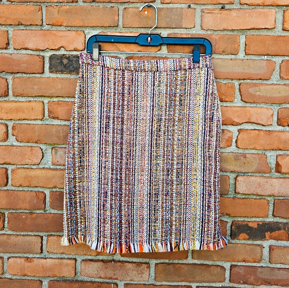 Chelsea & Theodore Tweed Fringe Pencil Skirt – Size 6 - Picture 12 of 15